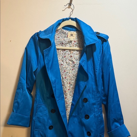 Cotton Candy Vibrant Blue Trench Coat - Picture 10 of 10